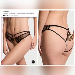 Victoria's secret VERY SEXY Leopard Embroidery Crotchless Brazilian Panty MEDIUM